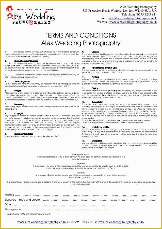 Photography Booking form Template Free Of Wedding Graphy Booking form and Contra On Catering