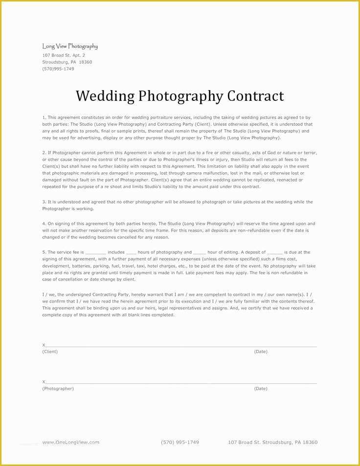 Photography Contract Template Free Of 11 Best Images About Wedding Photography Contract Template