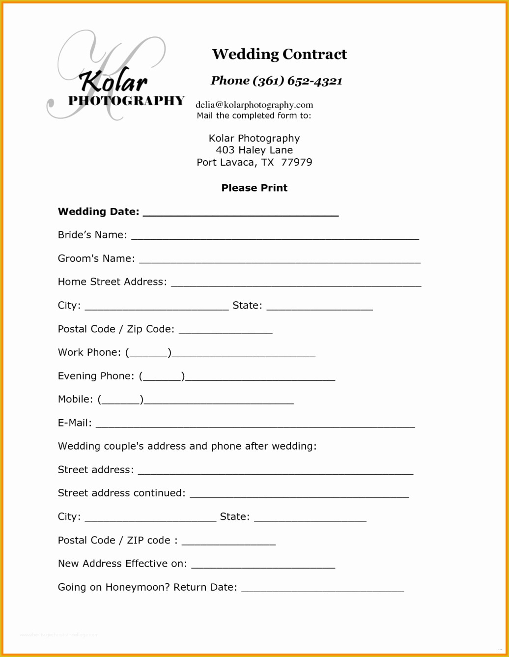 Photography Contract Template Free Of 12 Simple Photography Contract