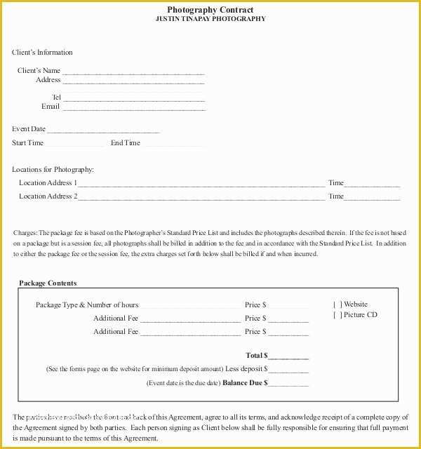 Photography Contract Template Free Of 18 Graphy Contract Templates – Pdf Doc