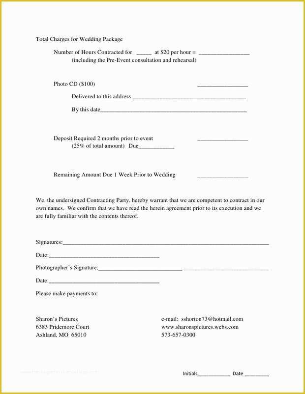 Photography Contract Template Free Of 5 Free Wedding Graphy Contract Templates