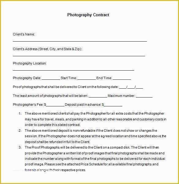 Photography Contract Template Free Of 7 Mercial Graphy Contract Templates – Free Word
