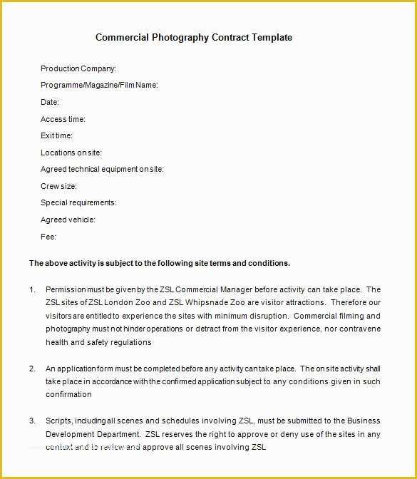 Photography Contract Template Free Of 7 Mercial Graphy Contract Templates Free Word