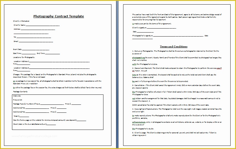 Photography Contract Template Free Of Grapher Contract Template Free Printable Documents