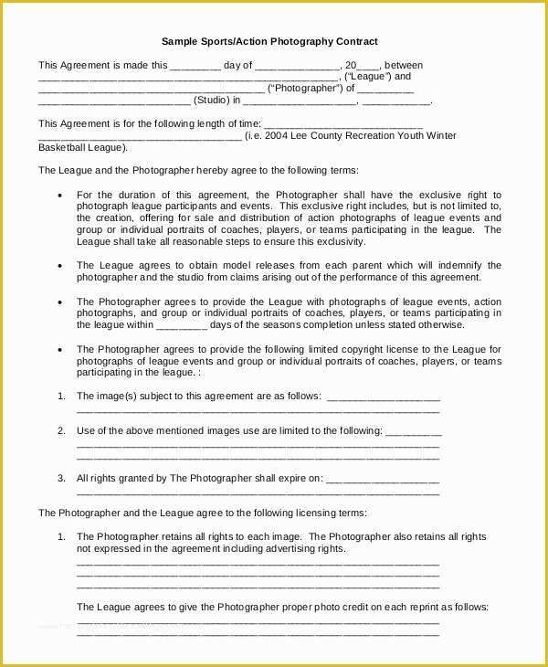 Photography Contract Template Free Of Graphy Contract Example 11 Free Word Pdf Documents