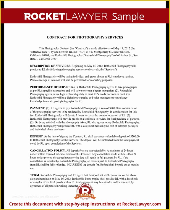 Photography Contract Template Free Of Graphy Contract Template for Weddings Portraits events