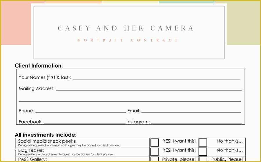 Photography Contract Template Free Of Indianapolis Family Grapher