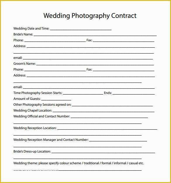 Photography Contract Template Free Of Wedding Graphy Contract Template 14 Download Free