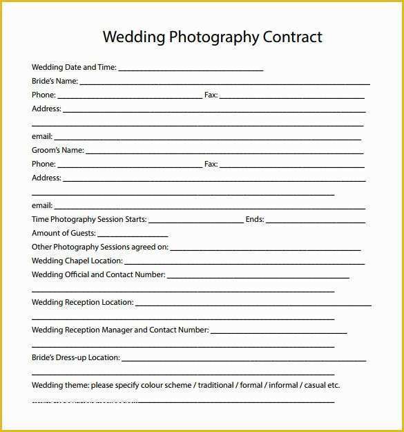 Photography Contract Template Free Of Wedding Graphy Contract Template 14 Download Free