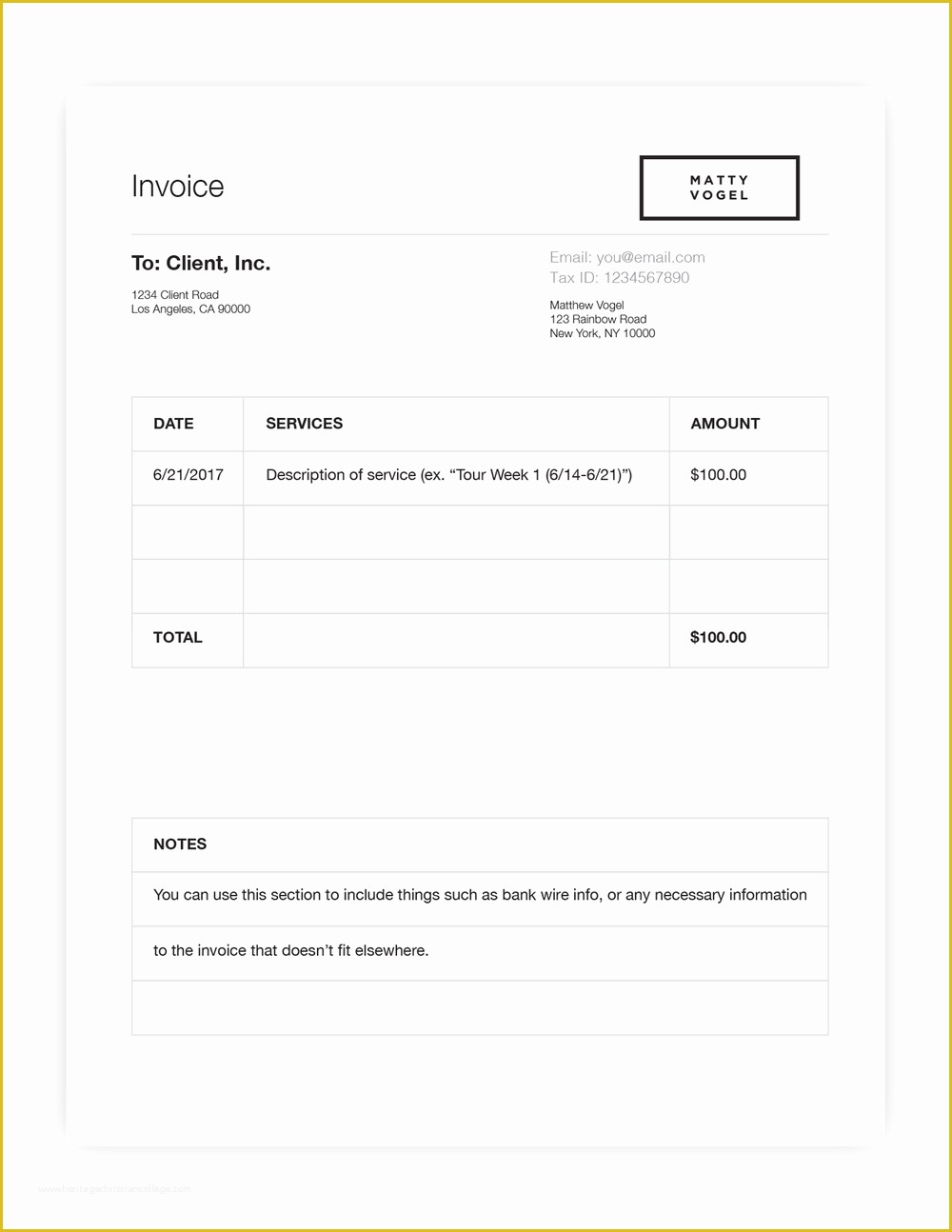 Photography Email Templates Free Of Free Graphy Invoice Template — Matty Vogel