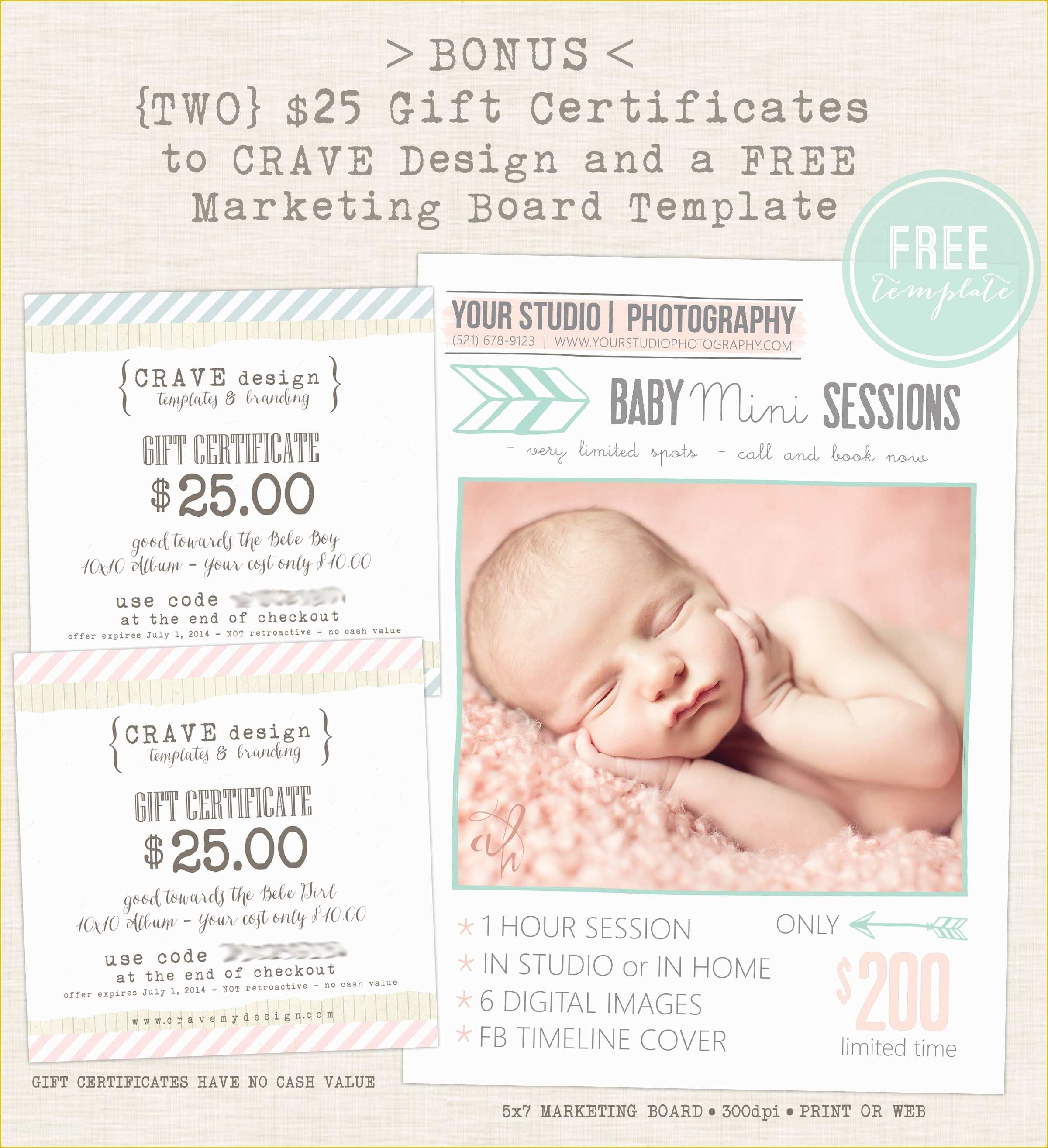 Photography Gift Certificate Template Free Of Extended $15 for Baby Announcement and Cd Dvd Bundle