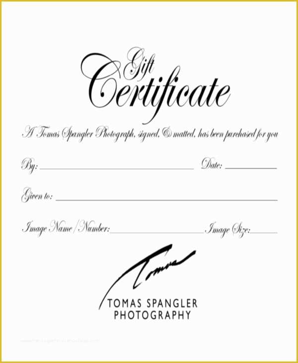 Photography Gift Certificate Template Free Of Gift Certificate Template 8 Free Word Pdf Document