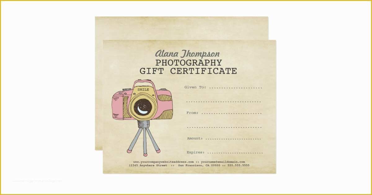 Photography Gift Certificate Template Free Of Grapher Graphy Gift Certificate Template Card