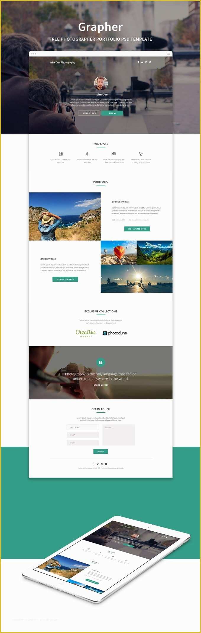 Photography Portfolio Website Templates Free Of Grapher Grapher Portfolio Psd Web Template Mit