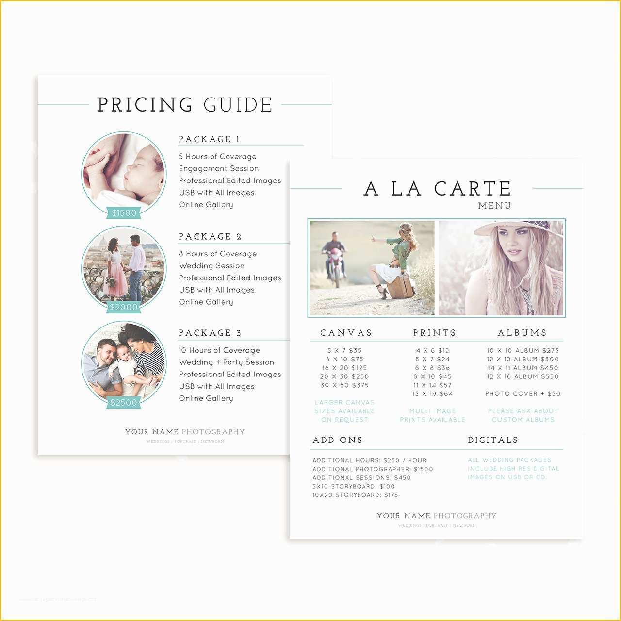 Photography Price List Template Free Of Classical Pricing Guide and A La Carte Menu Template