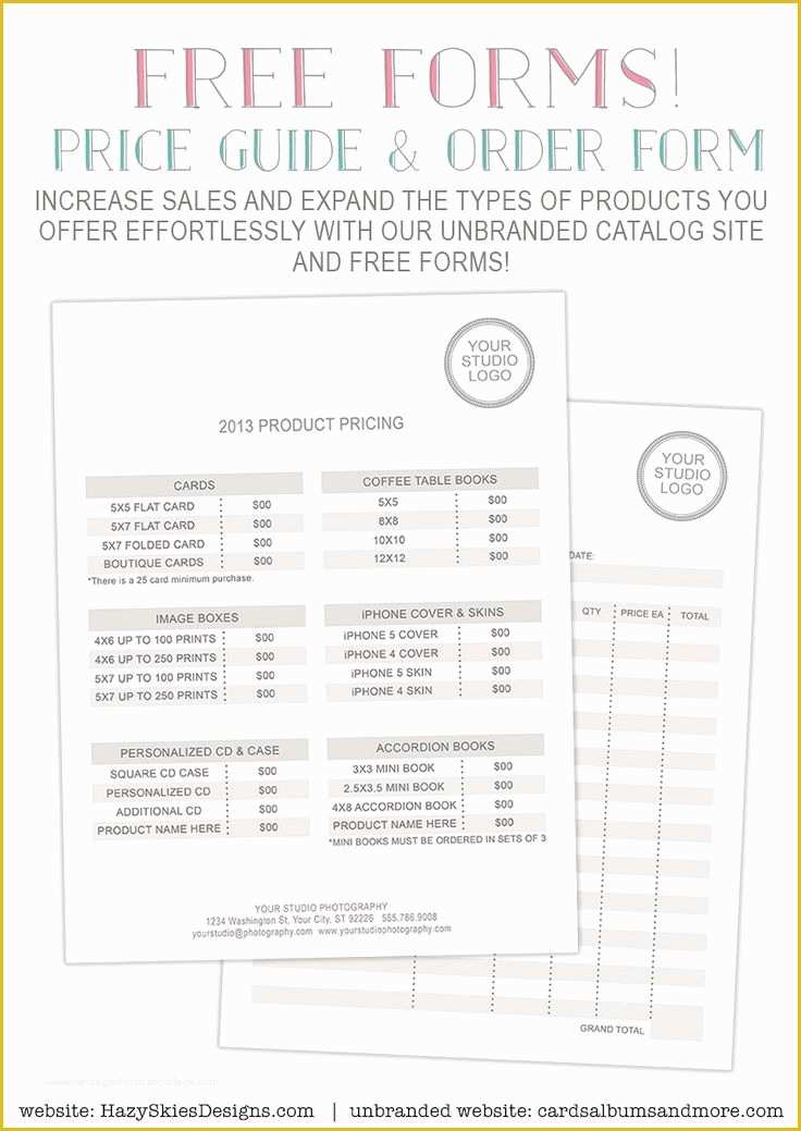 Photography Price List Template Free Of Free Graphy forms Pricing Guide and order form