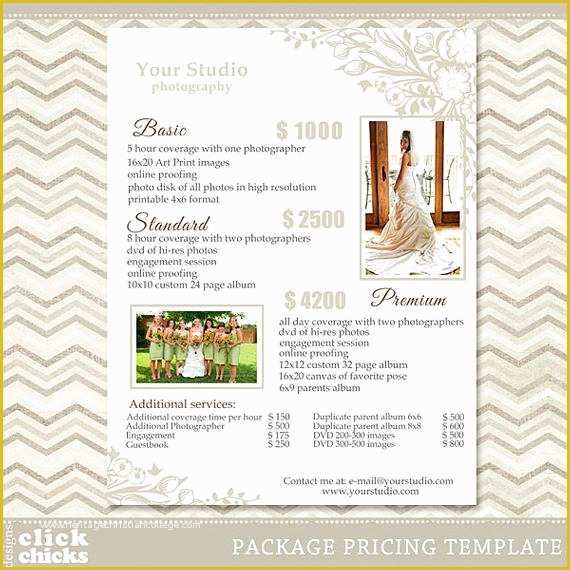 Photography Price List Template Free Of Graphy Package Pricing List Template Wedding Packages