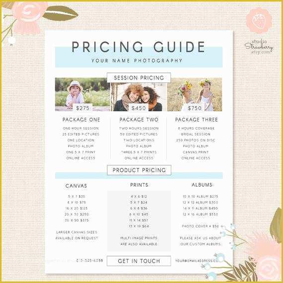Photography Price List Template Free Of Graphy Pricing Template Pricing Guide Template Pricing