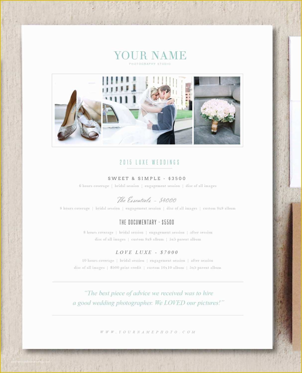 Photography Templates Free Of Wedding Grapher Pricing Guide Brochure Templates