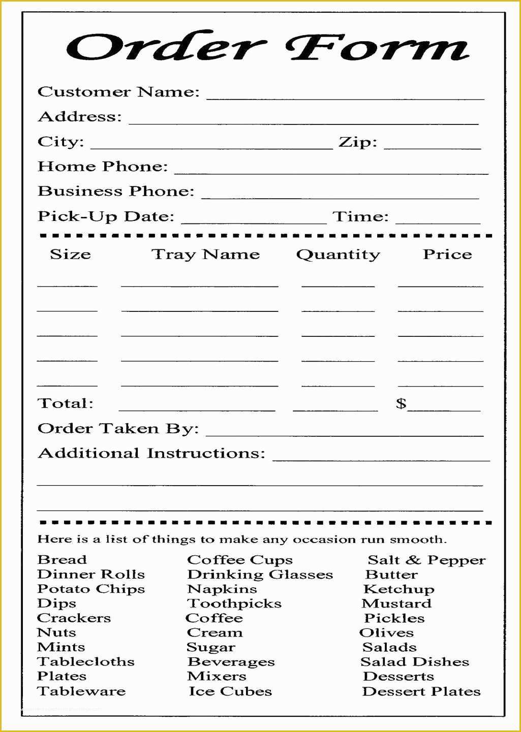 Picture order form Template Free Of Catering Menu Samples On Pinterest