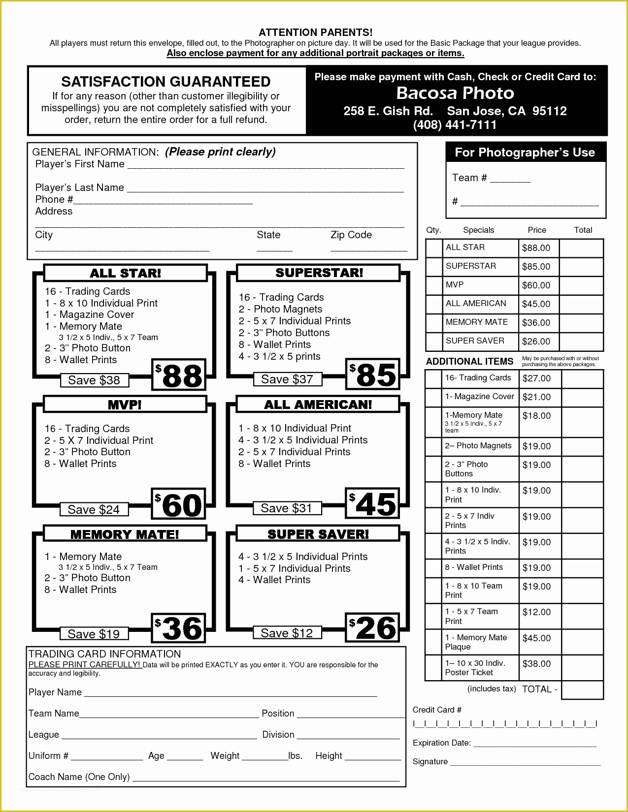 Picture order form Template Free Of Graphy order form Templates