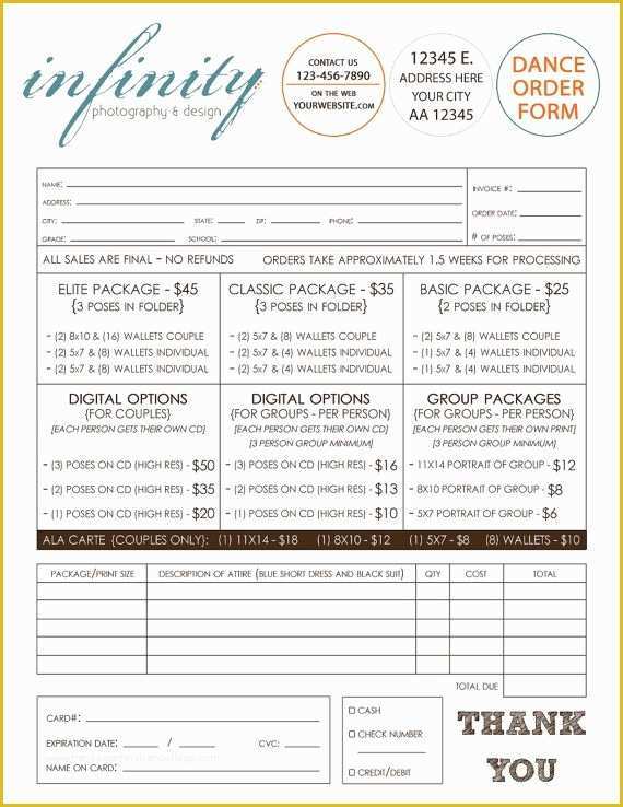 Picture order form Template Free Of School Dance Dance Team Graphy order form Template
