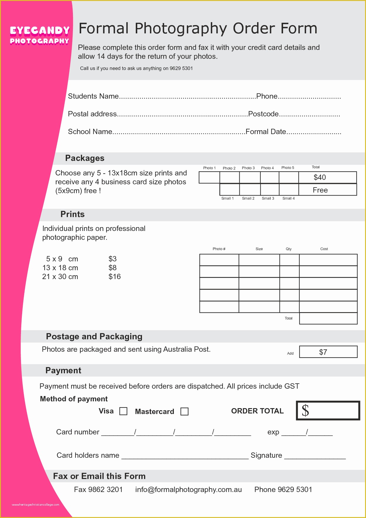 Picture order form Template Free Of School Picture order form Template