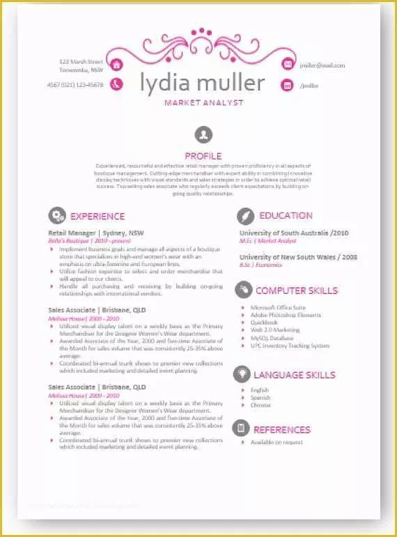 Pink Resume Template Free Of 600 Best Images About Just Cute On Pinterest