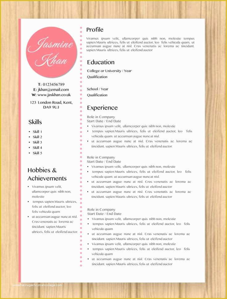 Pink Resume Template Free Of Cv Resume Modern Pink Jasmine Template Instant Word