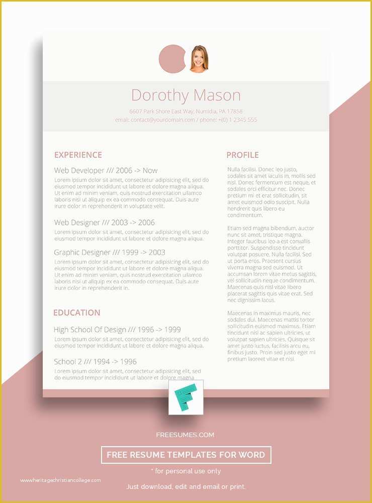 Pink Resume Template Free Of Free Resume Design for the La S