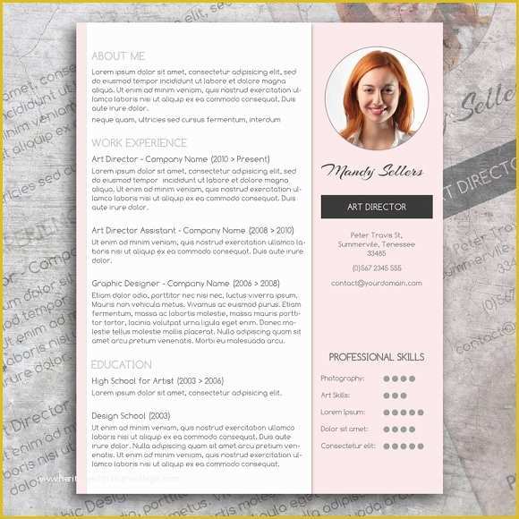 Pink Resume Template Free Of Pink Cv & Cover Letter Resume Templates On Creative Market