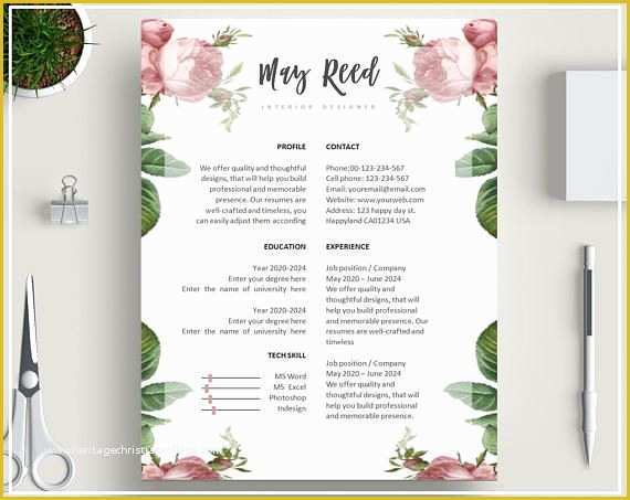 Pink Resume Template Free Of Pink Floral Resume Template Floral Cv Template Pink Cv