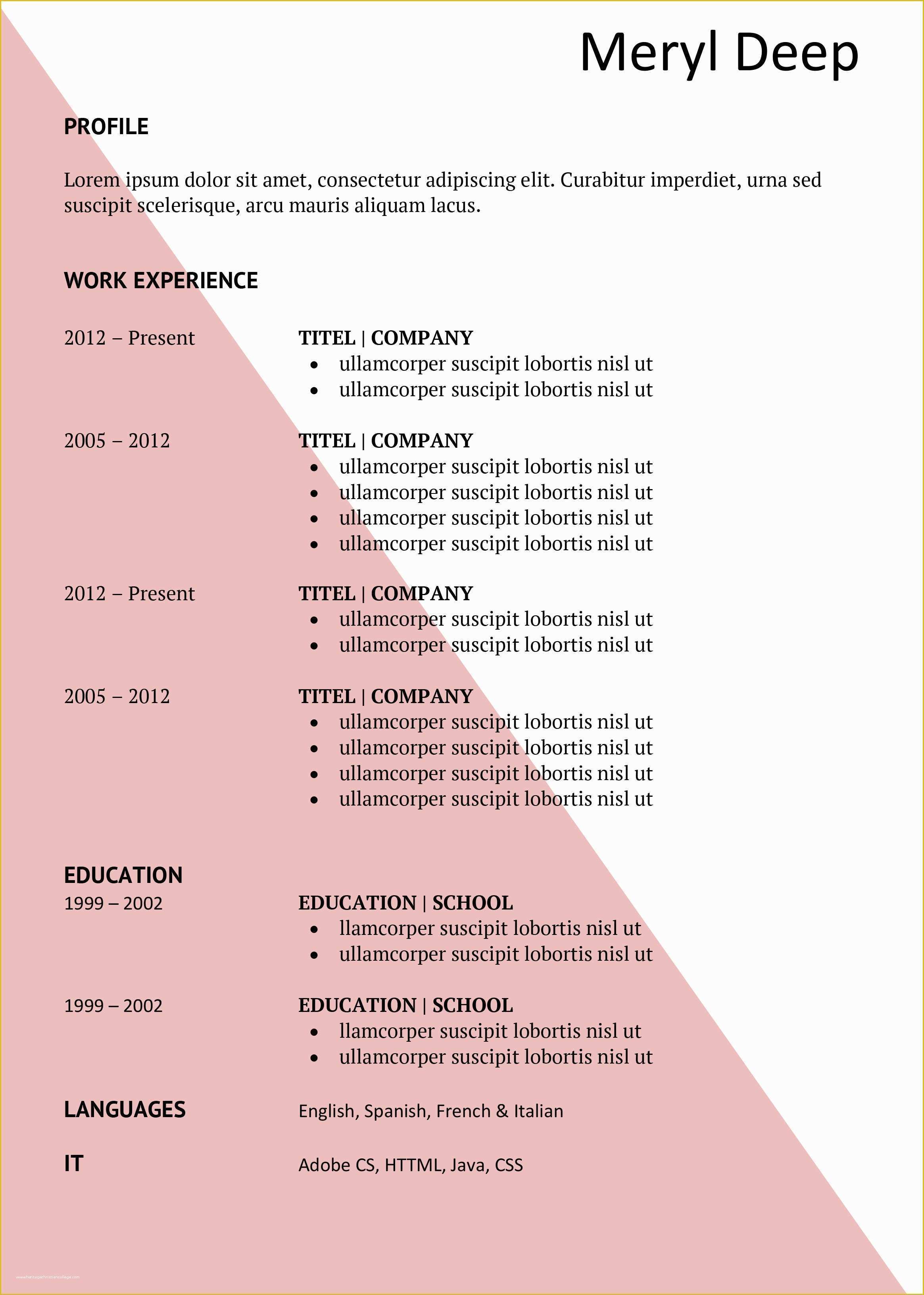 46 Pink Resume Template Free