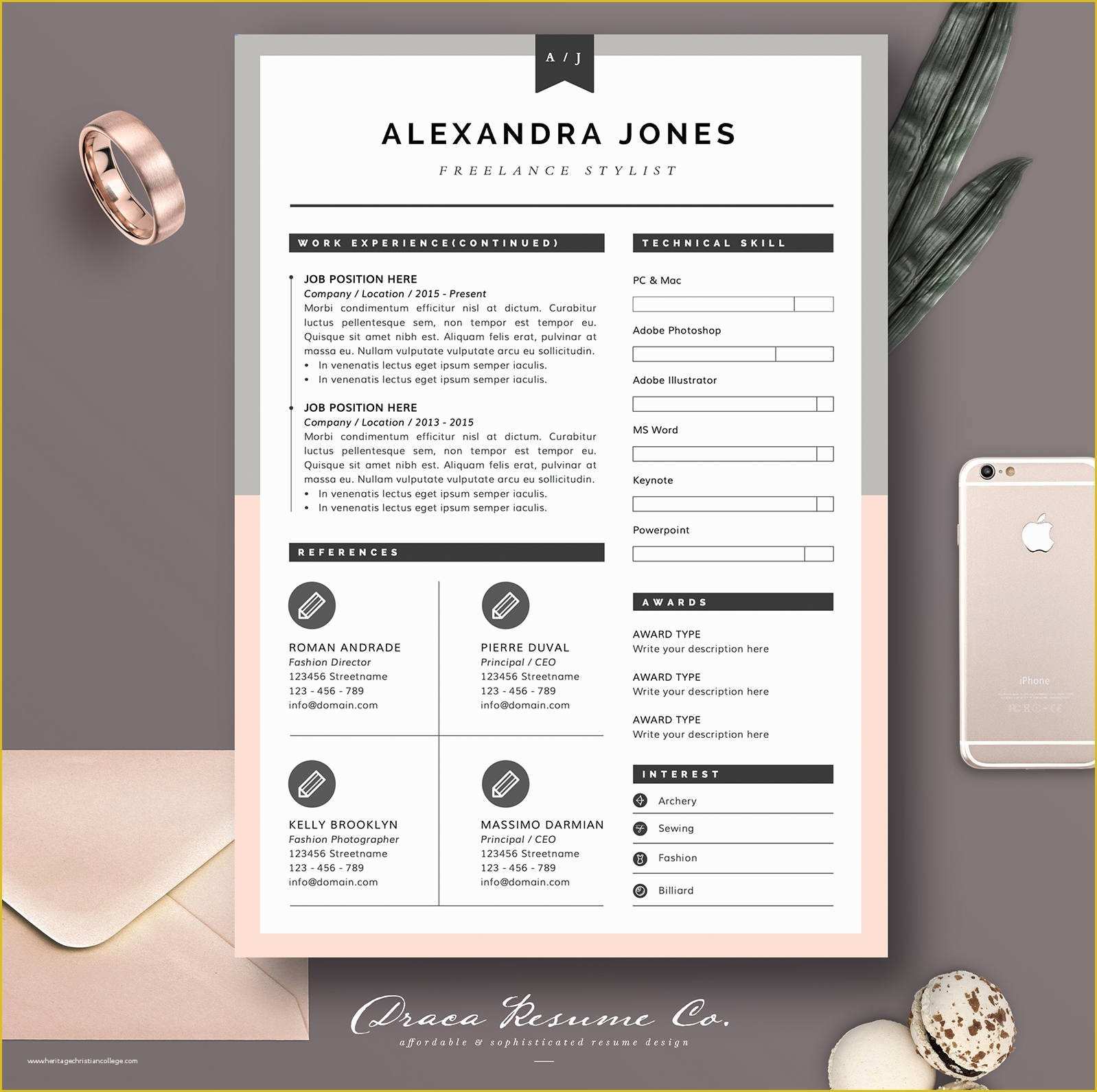 Pink Resume Template Free Of Resume Template 3pages for Freelancer Stylist Cv Template