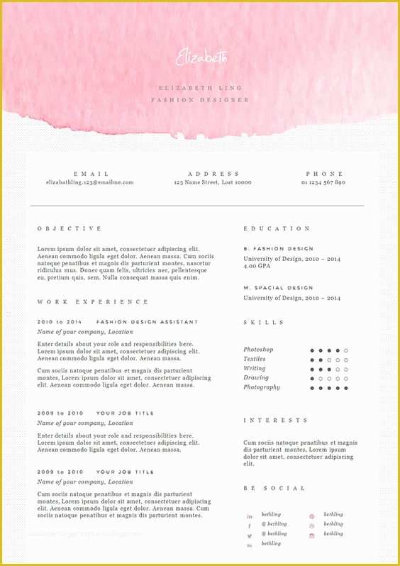 Pink Resume Template Free Of Resume Templates Cover Letters and Cv Template On Pinterest