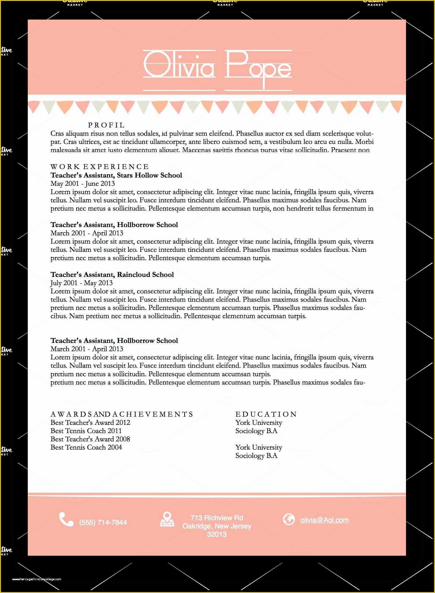 Pink Resume Template Free Of Teachersresumetemplatedocxpinkbanners O