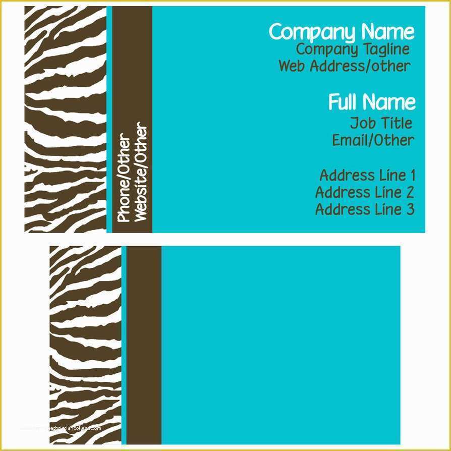 Pink Zebra Business Card Template Free Of Brown and Blue Zebra Business Card Template by Stacyo On