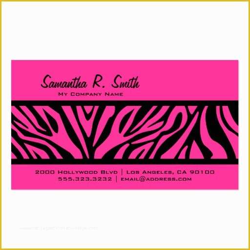 Pink Zebra Business Card Template Free Of Hot Pink & Zebra Stripe Business Card