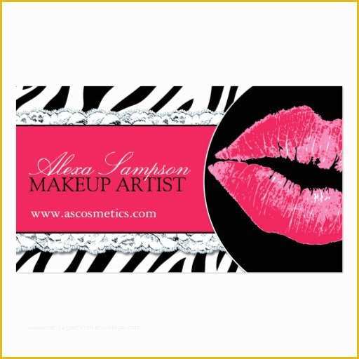 Pink Zebra Business Card Template Free Of Hot Pink Lips Zebra Print Business Cards