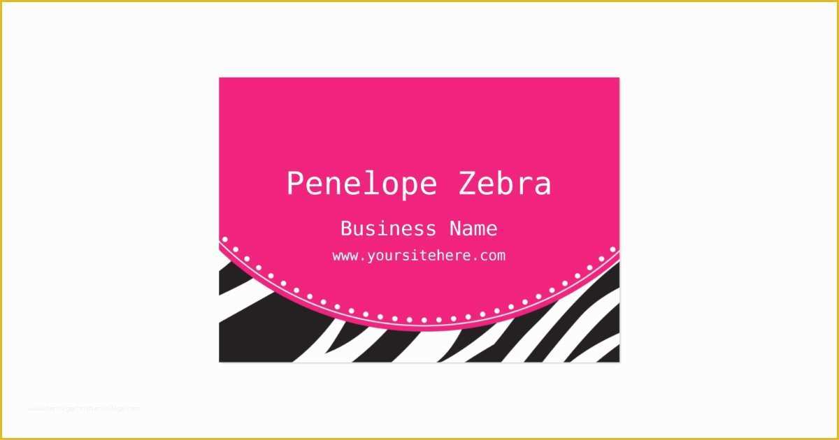 Pink Zebra Business Card Template Free Of Pink Zebra Business Card