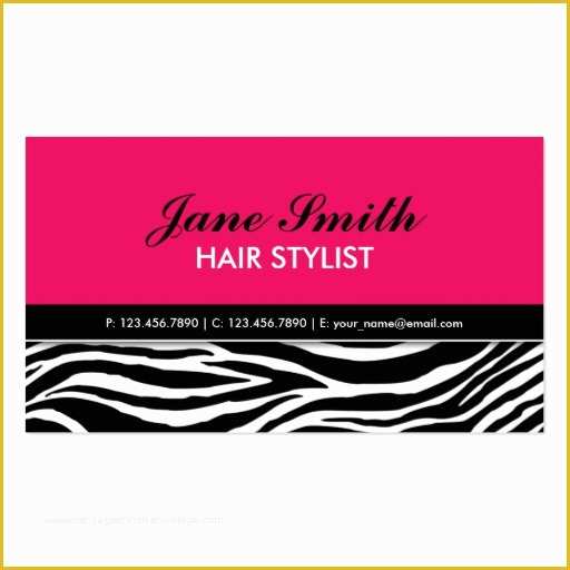 Pink Zebra Business Card Template Free Of Zebra Print Modern Elegant Hair Stylist Hot Pink Business