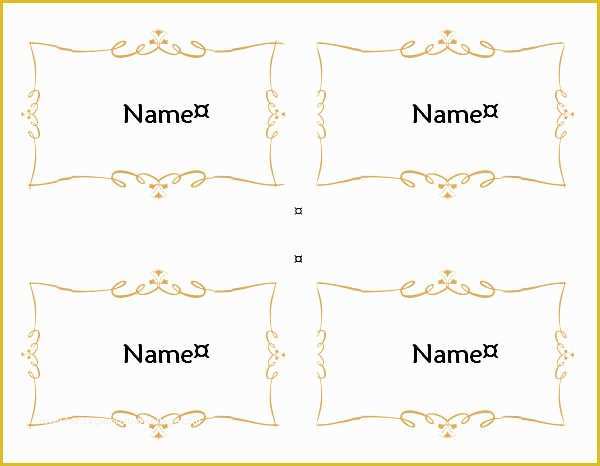 Place Card Template Free Download Of 7 Place Card Templates