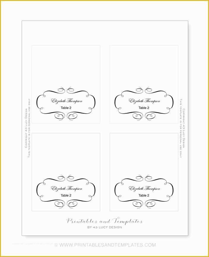 Place Card Template Free Download Of Place Card Template