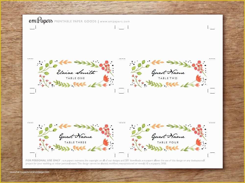 Place Card Template Free Download Of Printable Place Cards Place Card Template Download Water