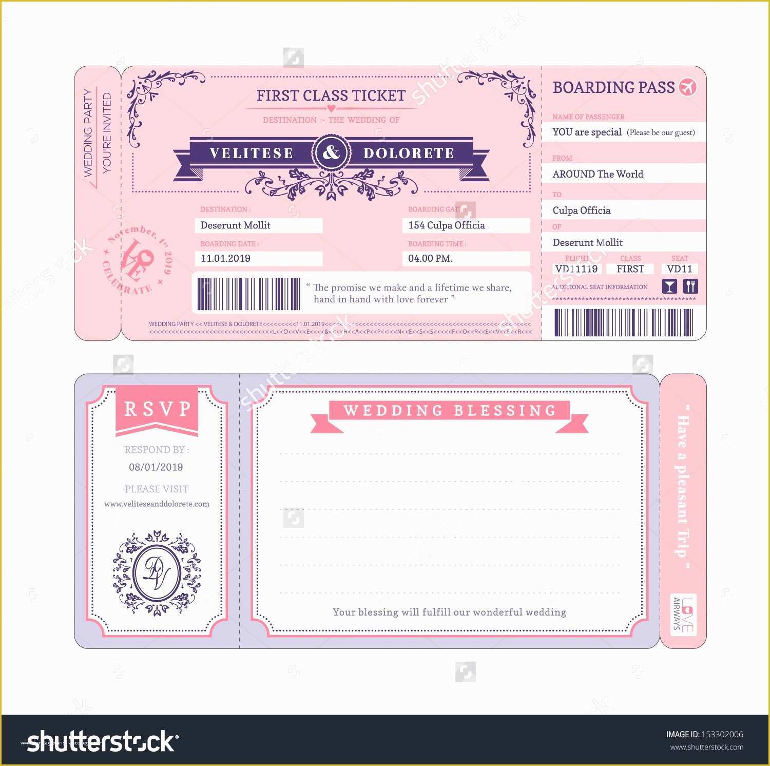 Plane Ticket Wedding Invitation Template Free Of Airline Ticket Invitation Example Mughals