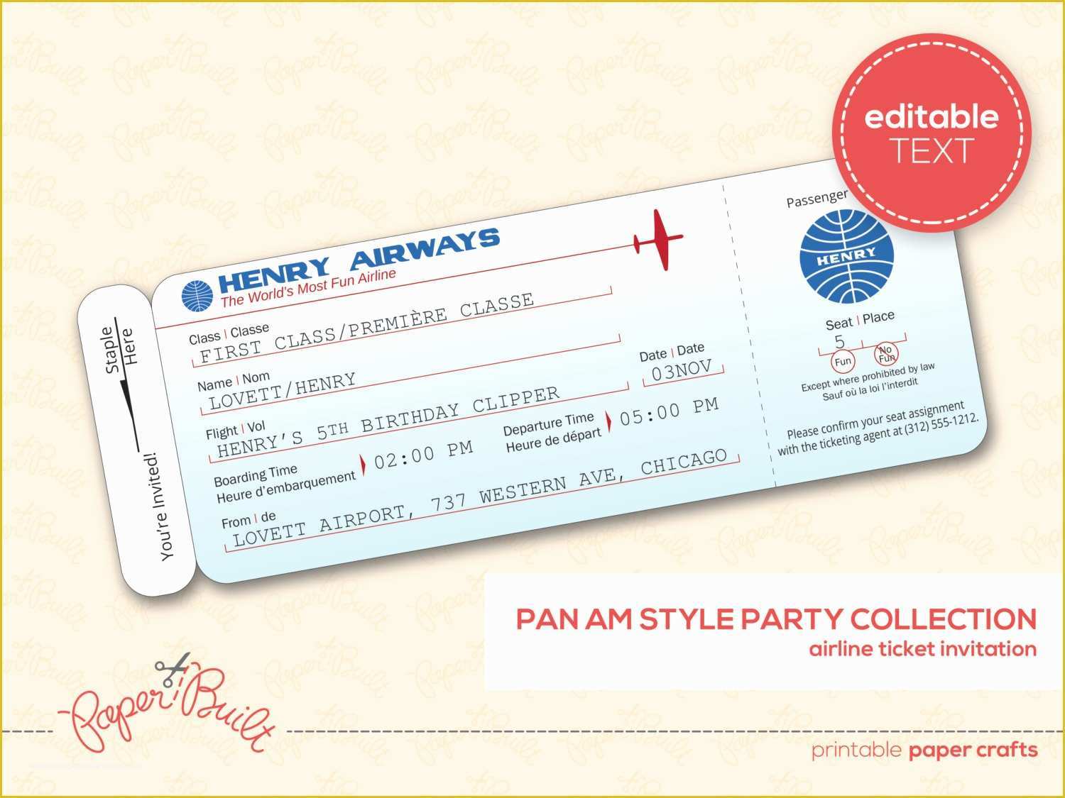 48 Plane Ticket Wedding Invitation Template Free