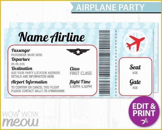 Plane Ticket Wedding Invitation Template Free Of Airplane Ticket Invite Aeroplane Passport Invitation Pilot Fun