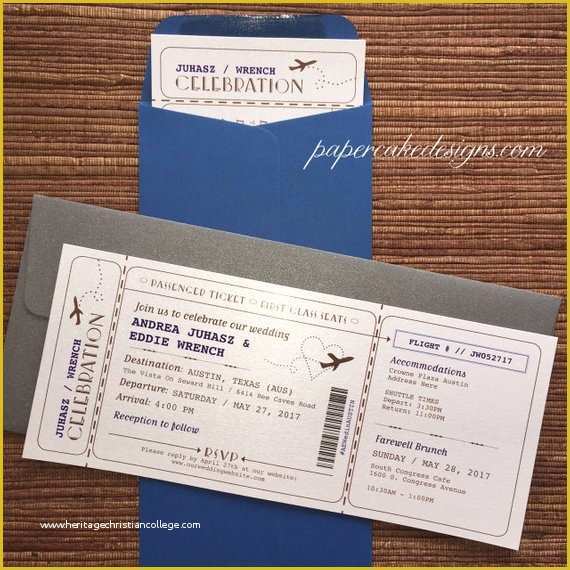 Plane Ticket Wedding Invitation Template Free Of Boarding Pass Airline Ticket Invitation Diy Printable