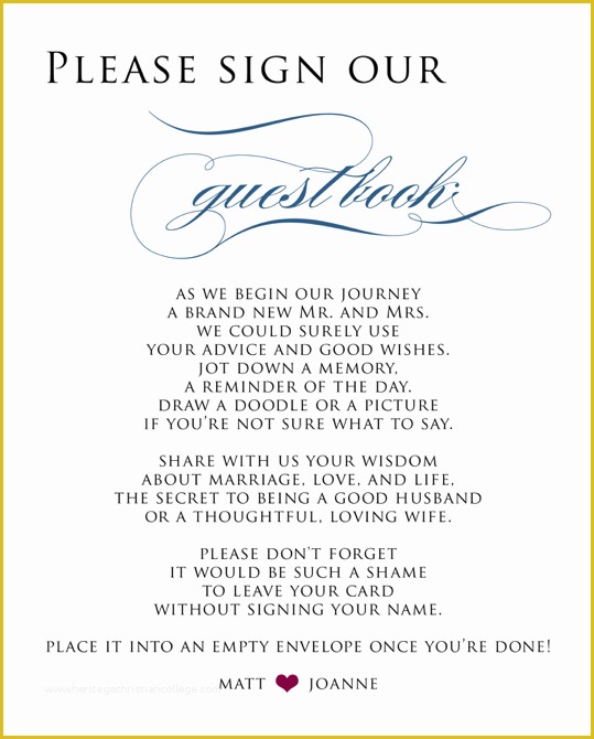 Please Sign Our Guestbook Free Template Of Designing the Paper Goods – Programs Templates Please