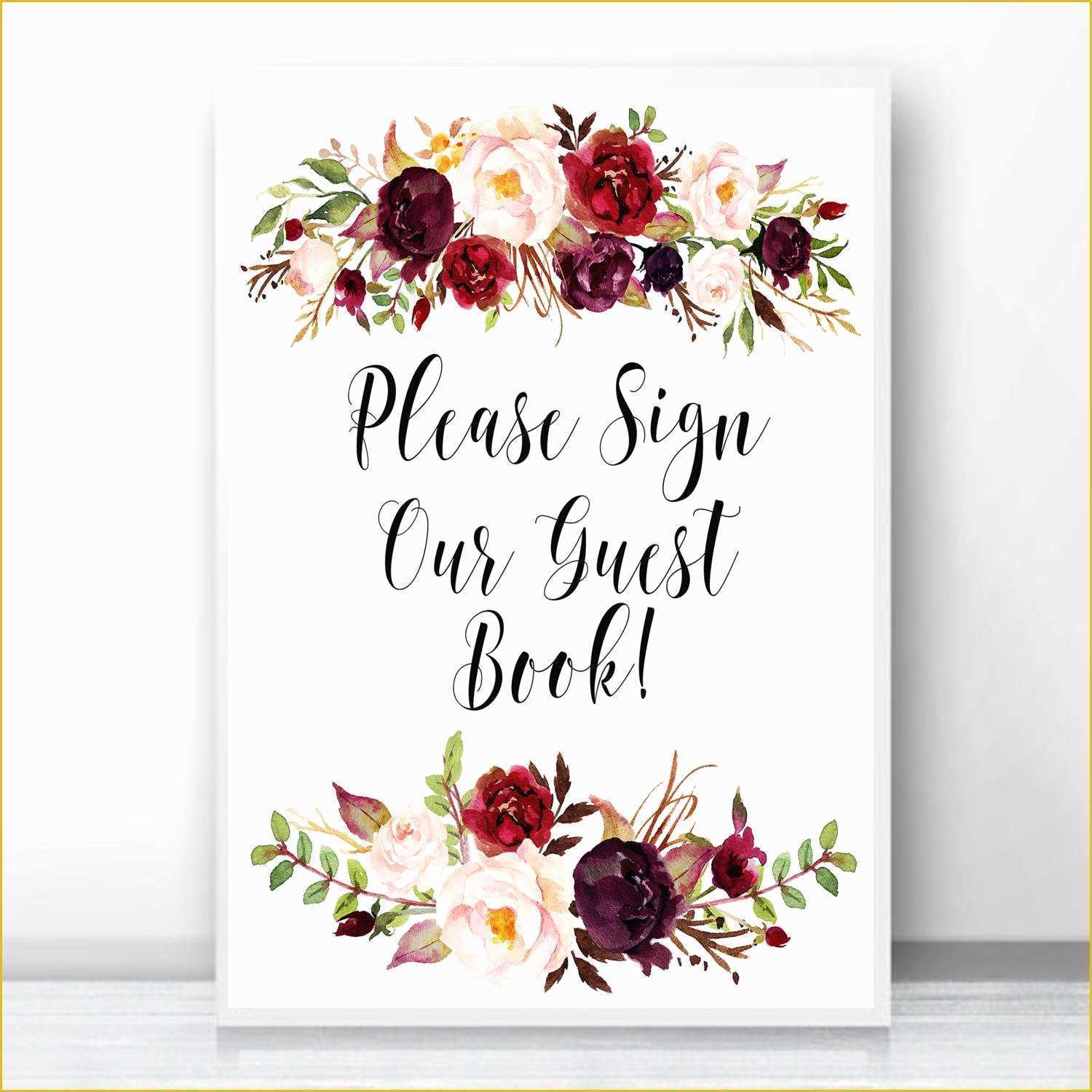 Please Sign Our Guestbook Free Template Of Guest Book Signage Please Sign Our Book Guest Book Template